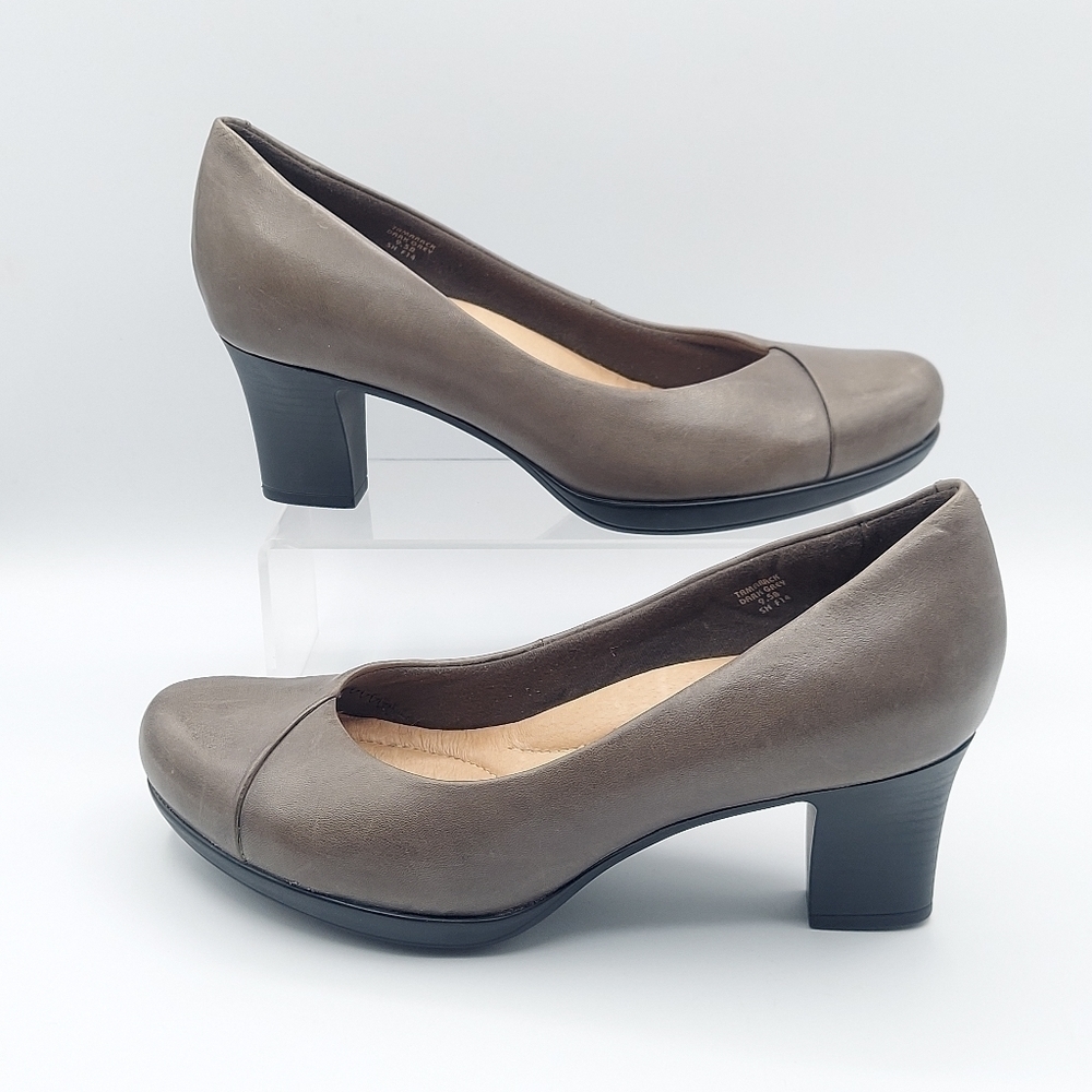 Earth Tamarack Dark Gray Leather Padded Insoles Pumps Heels Size 9.5B - Picture 3 of 11